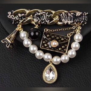 ✨Elegant Gold and Black Charm Paris Brooch